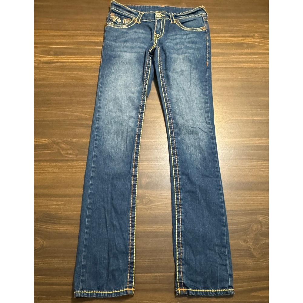 True Religion Billy Super T Jeans Women's Size 28 Denim Bold Stitching USA Made